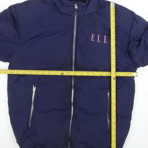 ELLE Junior Girls Blue Hooded Puffer Jacket 14-15 Years Winter Full Zip