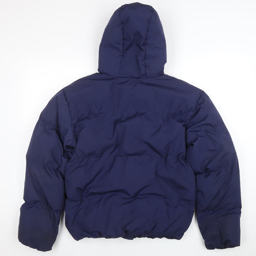 ELLE Junior Girls Blue Hooded Puffer Jacket 14-15 Years Winter Full Zip