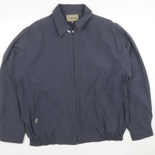 Farah Men's Blue Bomber Jacket L Zip Pockets Casual Elastic Waist