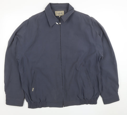 Farah Men's Blue Bomber Jacket L Zip Pockets Casual Elastic Waist