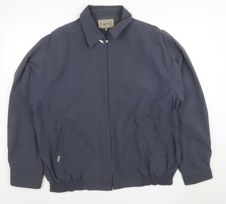 Farah Men's Blue Bomber Jacket L Zip Pockets Casual Elastic Waist