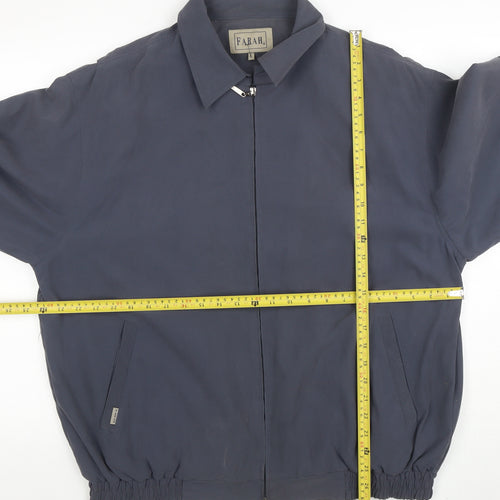 Farah Men's Blue Bomber Jacket L Zip Pockets Casual Elastic Waist