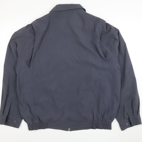 Farah Men's Blue Bomber Jacket L Zip Pockets Casual Elastic Waist
