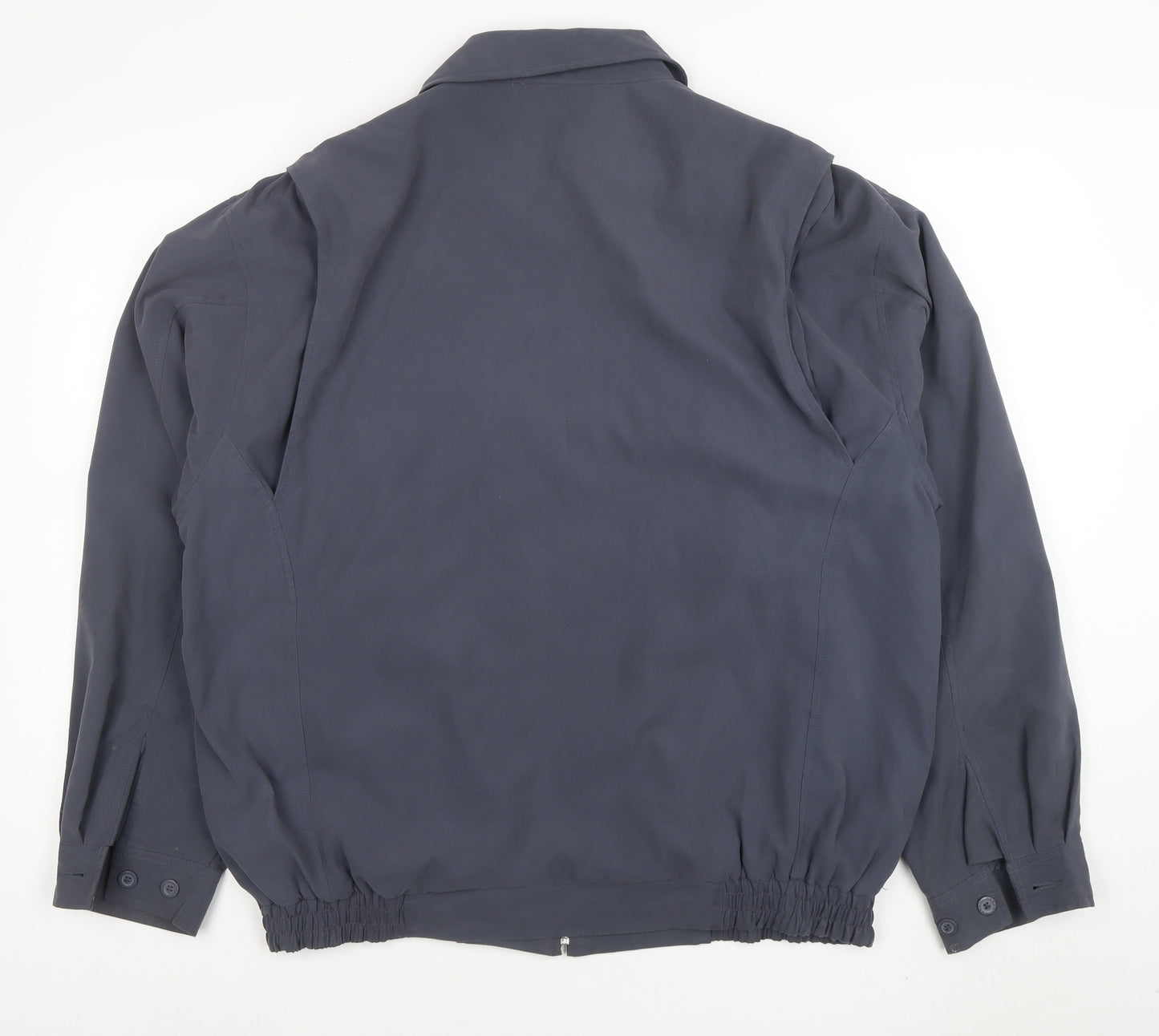 Farah Men's Blue Bomber Jacket L Zip Pockets Casual Elastic Waist