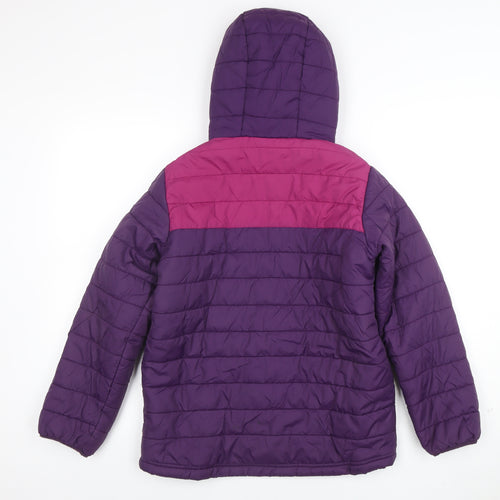 Peter Storm Girls Purple Puffer Jacket 11-12 Years Hooded Winter Coat