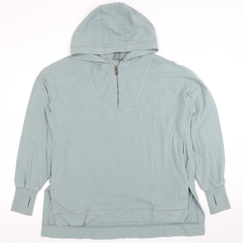 Sweaty Betty Womens Blue Hooded 1/2 Zip Pullover Hoodie XS Cotton Blend
