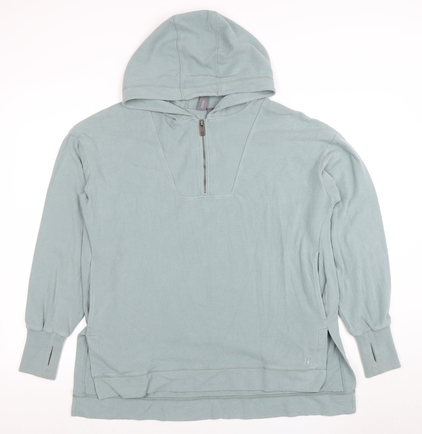 Sweaty Betty Womens Blue Hooded 1/2 Zip Pullover Hoodie XS Cotton Blend