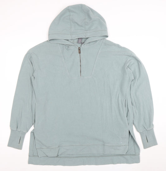 Sweaty Betty Womens Blue Hooded 1/2 Zip Pullover Hoodie XS Cotton Blend