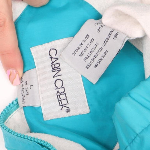 Cabin Creek Women's Blue L Windbreaker Jacket Nylon Full Zip