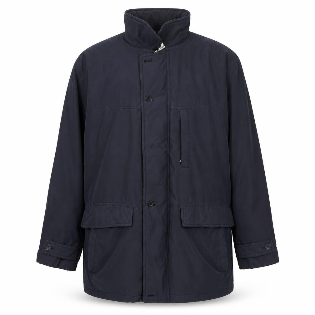 Front view of Oush Men's Blue 42R Mid-Length Thermal Overcoat Polyester Lined