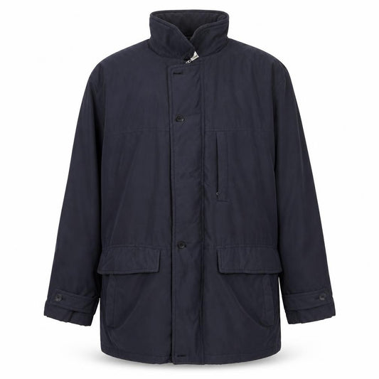 Front view of Oush Men's Blue 42R Mid-Length Thermal Overcoat Polyester Lined