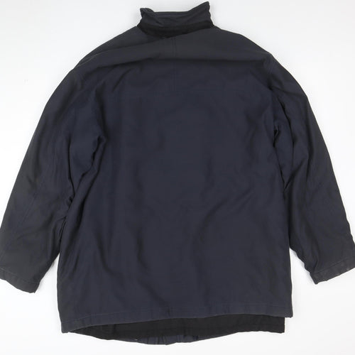Oush Men's Blue 42R Mid-Length Thermal Overcoat Polyester Lined