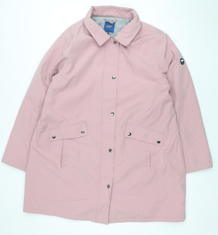 Cotton Traders Womens Dusky Pink Mid-Length Coat UK 18 Lined Button