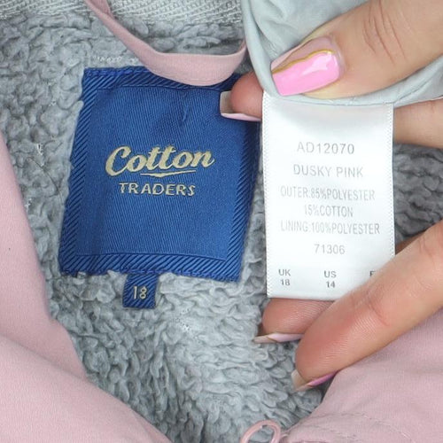 Cotton Traders Womens Dusky Pink Mid-Length Coat UK 18 Lined Button