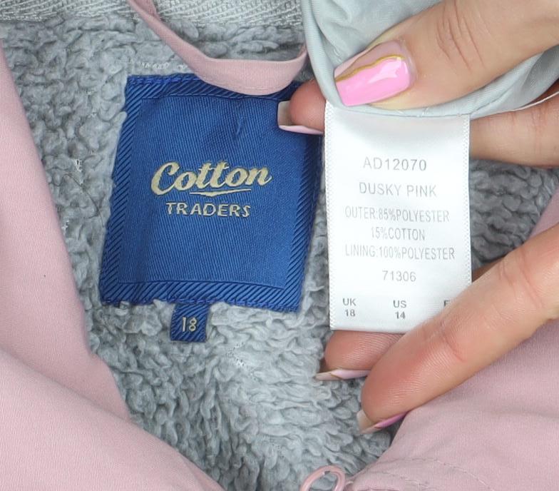 Cotton Traders Womens Dusky Pink Mid-Length Coat UK 18 Lined Button