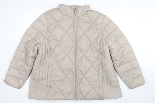 TU Women’s Beige Quilted Puffer Jacket Size 24 Full Zip Lightweight