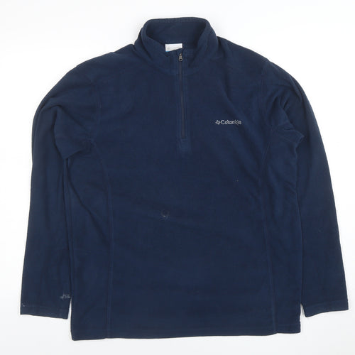Columbia Mens Blue Fleece 1/4 Zip Pullover Sweatshirt M