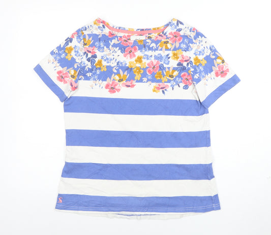 Joules Women’s Blue Floral Stripe Cotton T-Shirt Size 12