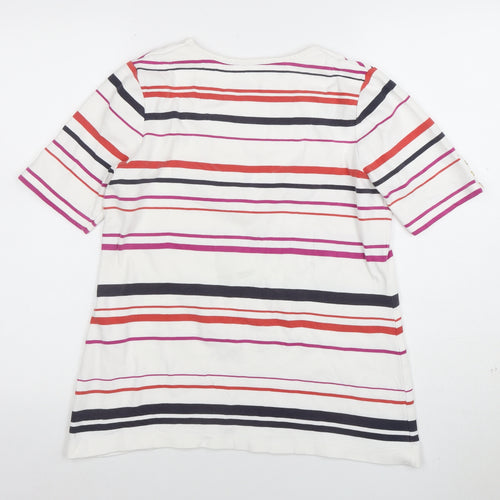 Dash Womens Multicoloured Striped V-Neck Cotton Stretch T-Shirt Size 12