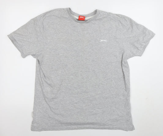 Slazenger Men's Grey Cotton Blend Crew Neck Short Sleeve T-Shirt L