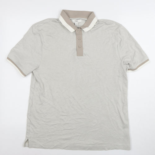 Marks and Spencer Men's Beige Short Sleeve Polo Shirt Size M