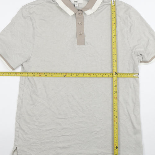 Marks and Spencer Men's Beige Short Sleeve Polo Shirt Size M