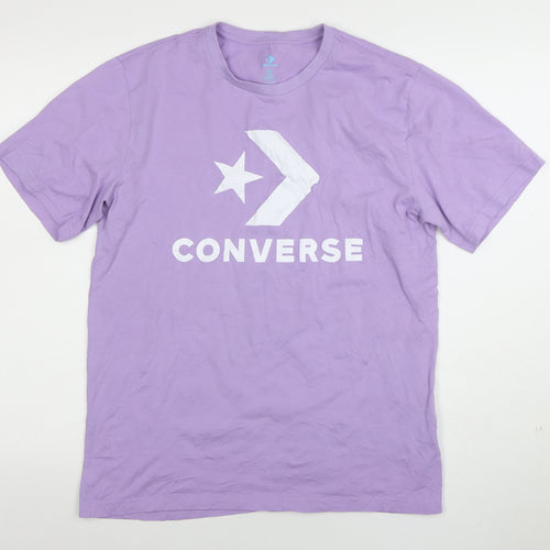 Converse Men’s Purple Graphic Logo Cotton T-Shirt Size M