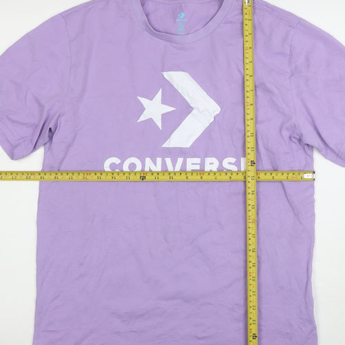 Converse Men’s Purple Graphic Logo Cotton T-Shirt Size M