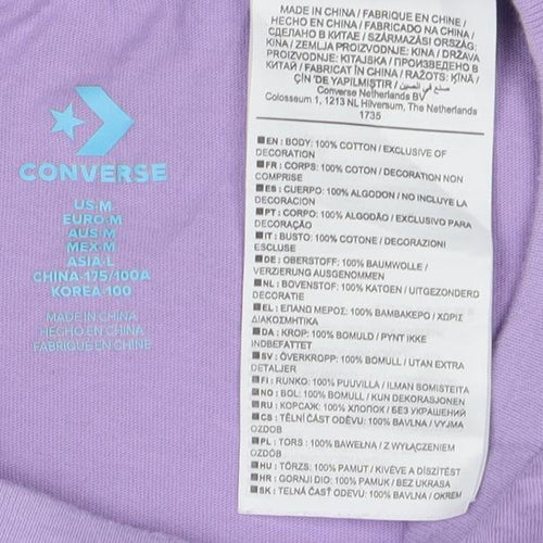Converse Men’s Purple Graphic Logo Cotton T-Shirt Size M