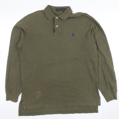Ralph Lauren Men's Green Long Sleeve Cotton Polo Shirt Size M