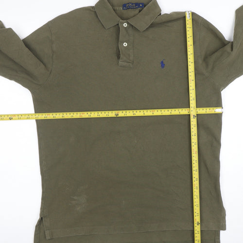 Ralph Lauren Men's Green Long Sleeve Cotton Polo Shirt Size M