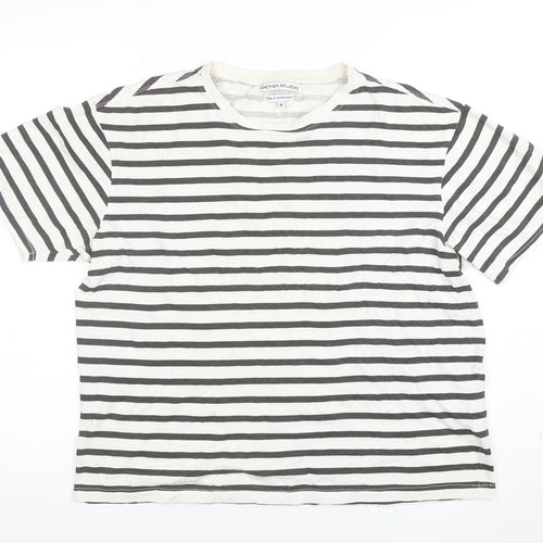Another Influence Womens White Striped Cotton T-Shirt Size M