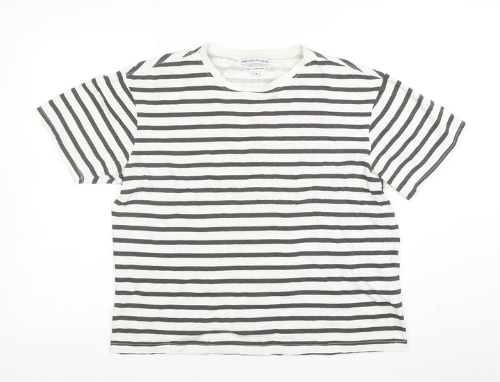 Another Influence Womens White Striped Cotton T-Shirt Size M