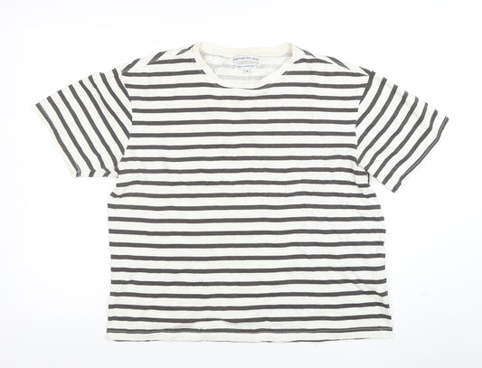 Another Influence Womens White Striped Cotton T-Shirt Size M