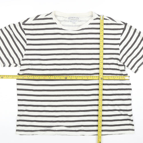 Another Influence Womens White Striped Cotton T-Shirt Size M
