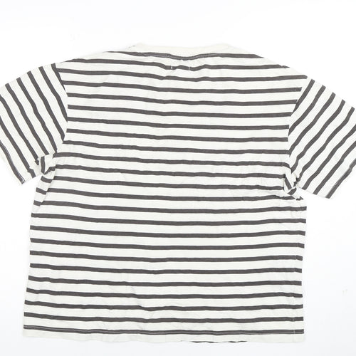 Another Influence Womens White Striped Cotton T-Shirt Size M