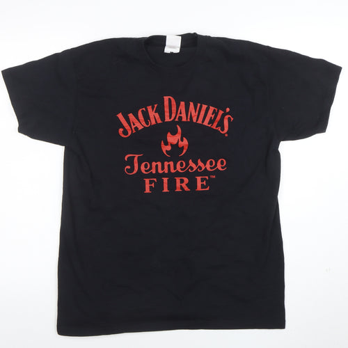Fruit of the Loom Men's Black Jack Daniels Fire Graphic T-Shirt L