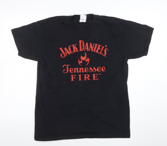 Fruit of the Loom Men's Black Jack Daniels Fire Graphic T-Shirt L