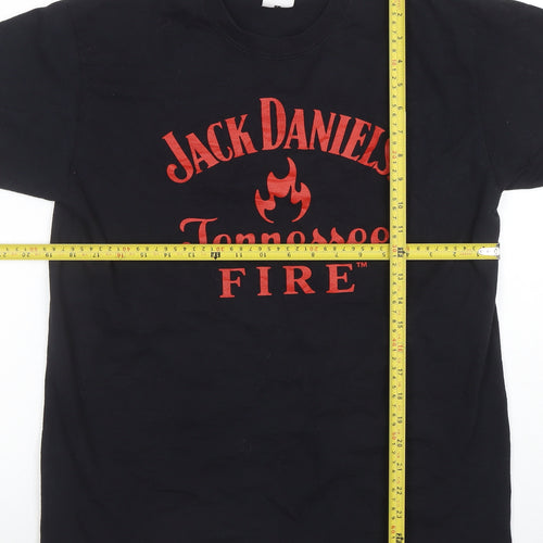 Fruit of the Loom Men's Black Jack Daniels Fire Graphic T-Shirt L