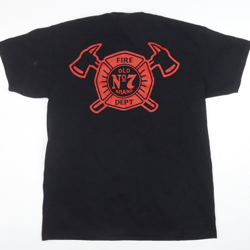 Fruit of the Loom Men's Black Jack Daniels Fire Graphic T-Shirt L