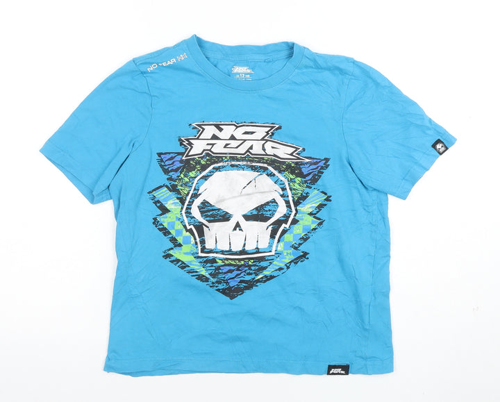 No Fear Boys Blue Graphic Skull Short Sleeve Cotton T-Shirt 13 Years