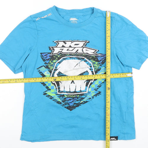 No Fear Boys Blue Graphic Skull Short Sleeve Cotton T-Shirt 13 Years