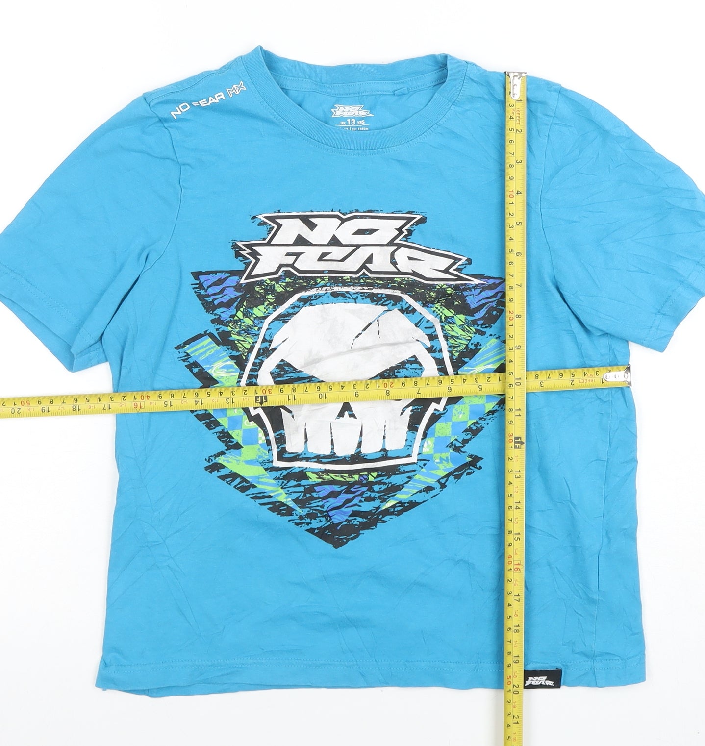 No Fear Boys Blue Graphic Skull Short Sleeve Cotton T-Shirt 13 Years