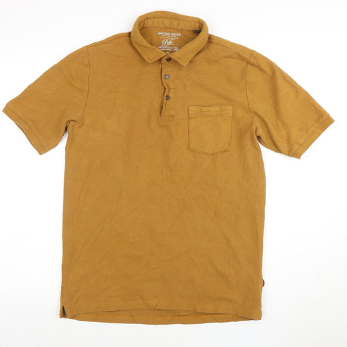 Racing Green Men's Brown Cotton Polo Shirt Size M Short Sleeve
