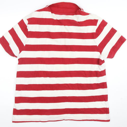 Blue Harbour Men’s Red Striped Cotton Polo Shirt XL Classic Fit