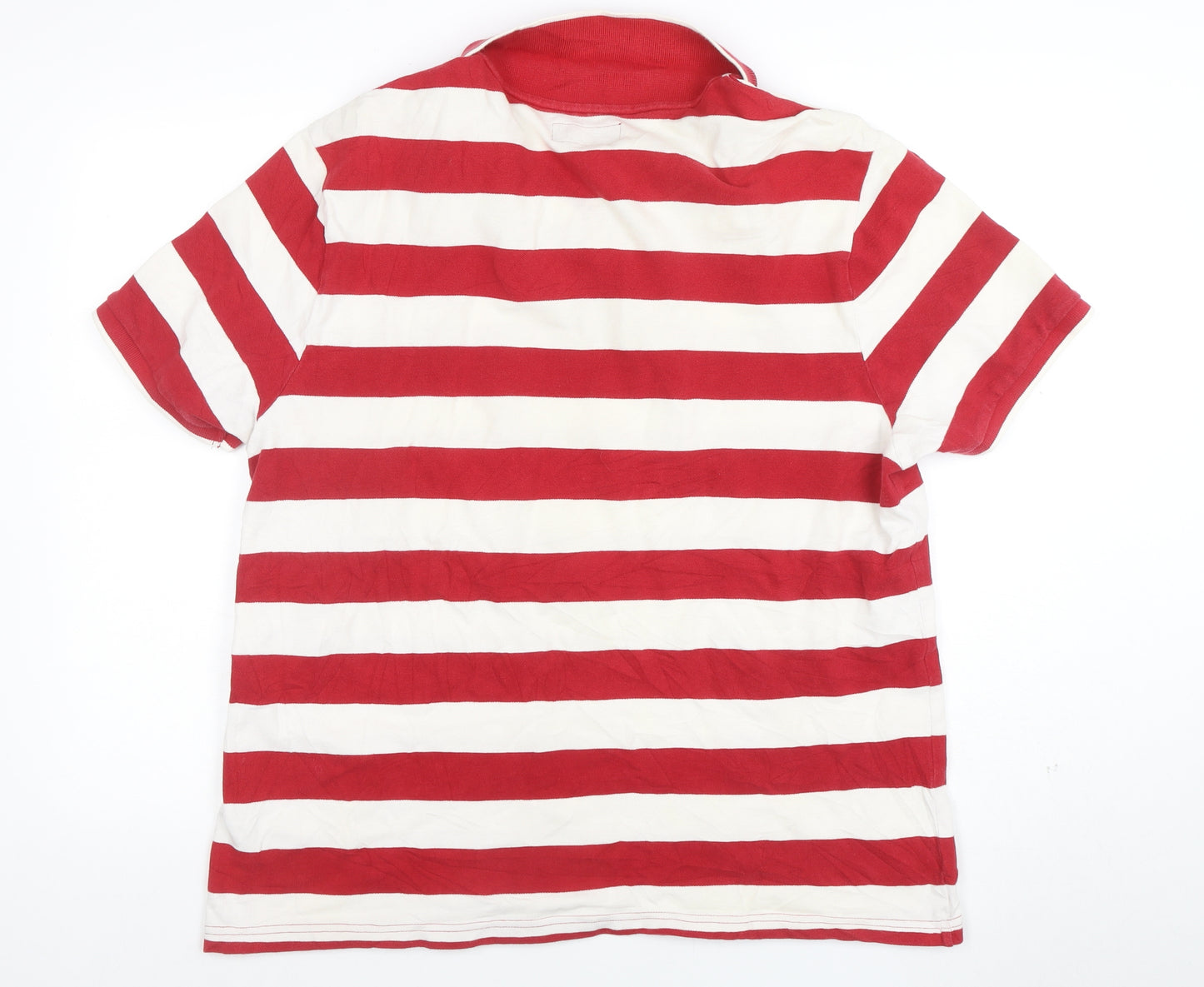Blue Harbour Men’s Red Striped Cotton Polo Shirt XL Classic Fit