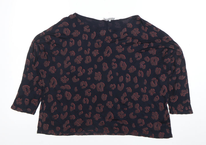 Betty & Co Women’s Black Animal Print Tunic Blouse Size 14