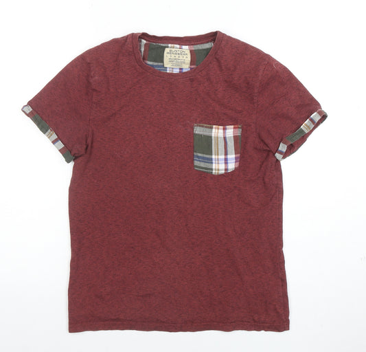 Burton Menswear London Men Red Checked Pocket Short Sleeve Pyjama Top XS