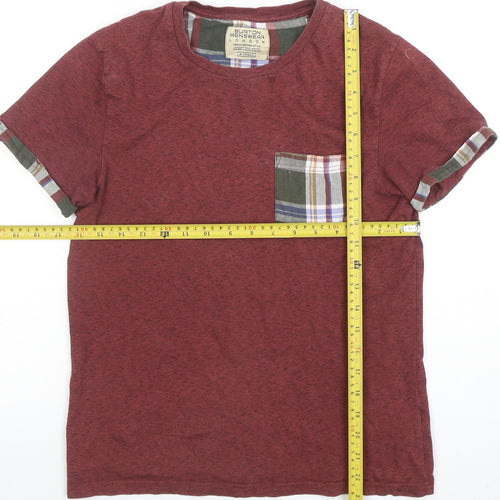 Burton Menswear London Men Red Checked Pocket Short Sleeve Pyjama Top XS