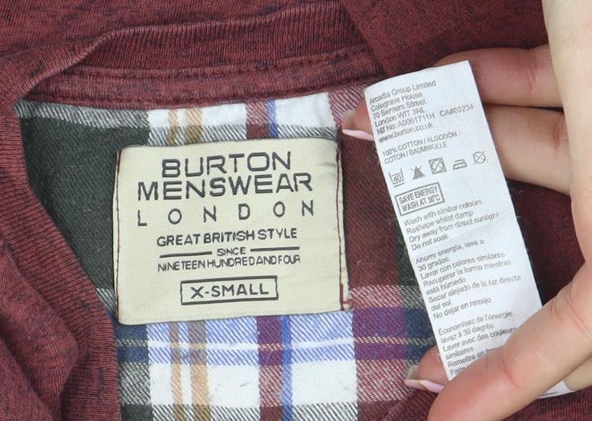 Burton Menswear London Men Red Checked Pocket Short Sleeve Pyjama Top XS